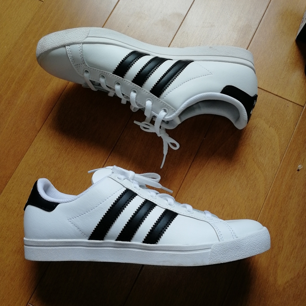 ADIDAS Coast Star J Walking Shoes White Sneakers Sportswear Leather EE9698 - Picture 10 of 14